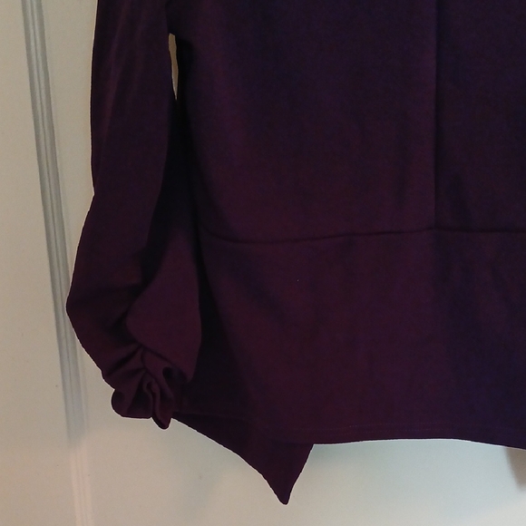 Purple Blazer with Draped Open Front and Textured Fabric - Picture 9 of 13